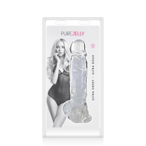Gode jelly transparent ventouse taille XL 22cm 